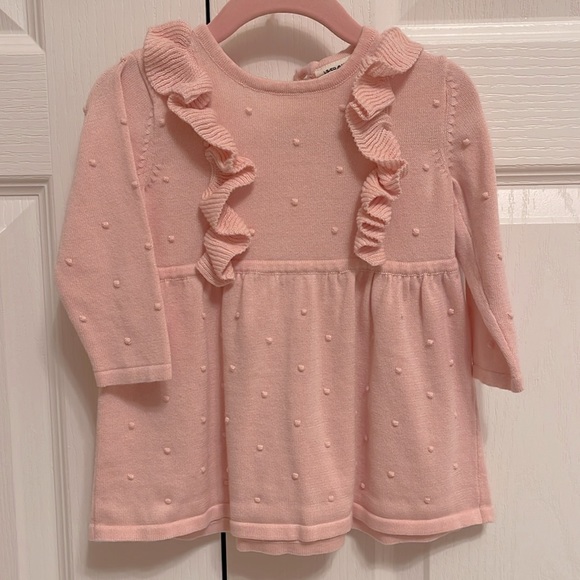 Viverano 100% Organic Cotton Pointelle Sweater Dress 6-12 Months - Picture 1 of 3